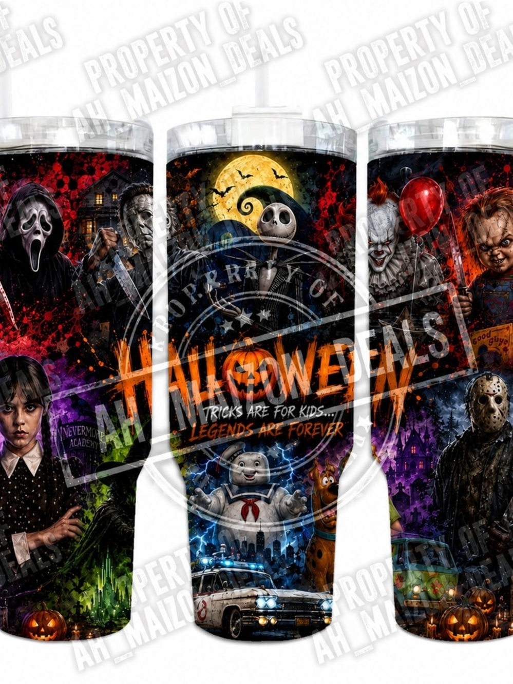 Halloween Legends Travel Tumbler - Black & Orange Graphic